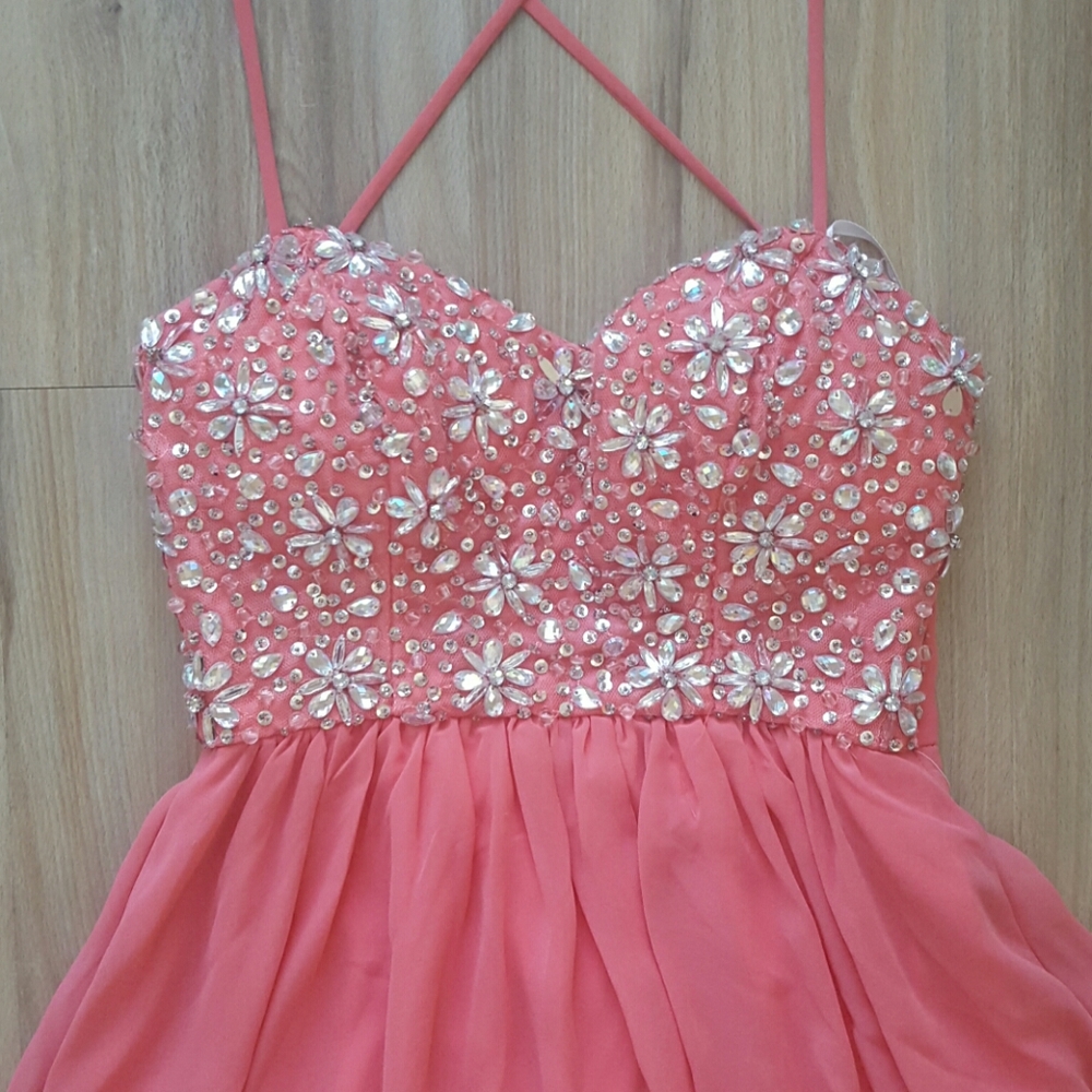 Short dress with AB rhinestones. - Picture 2 of 4
